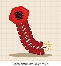 " Wish spring comes" Chinese firecrackers theme elements