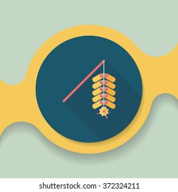 " Wish spring comes" Chinese firecrackers flat icon, eps10