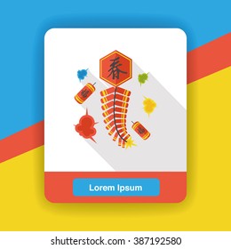 " Wish spring comes" Chinese firecrackers flat icon