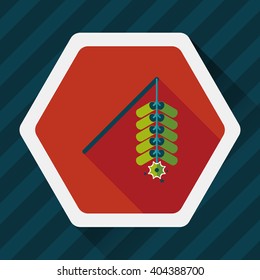 " Wish spring comes" Chinese firecrackers flat icon, eps10