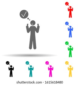 Wish, thinking multi color style icon. Simple glyph, flat vector of negative character icons for ui and ux, website or mobile application
