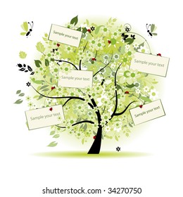 Wish Tree Floral With Cards For Your Text