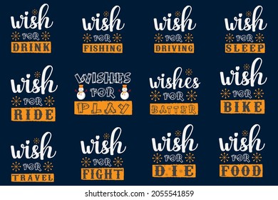 Wish typography t shirt design bundle