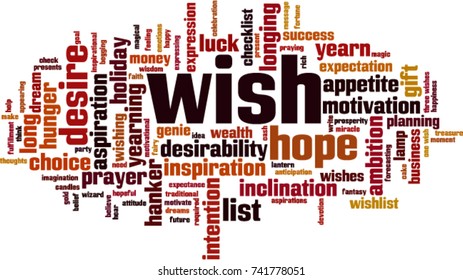 Wish word cloud concept. Vector illustration