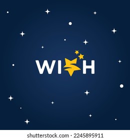 wish wordmark with stars background