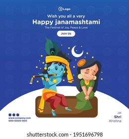 Deséenles a todos un diseño de banners de Happy Janamashtami. Ilustración gráfica vectorial.