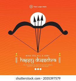 Wish you all a very happy dussehra banner design template.