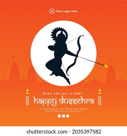 Wish you all a very happy dussehra banner design template.