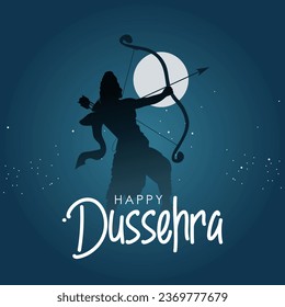 Wish you all a very happy Dussehra banner illustration design template.