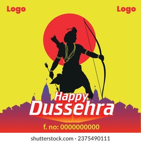 Wish you all a very happy dussehra banner design template, good ram.