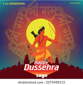 Wish you all a very happy dussehra banner design template, good ram.