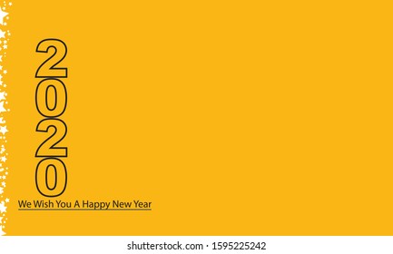 Wish You a Happy 2020 New Year, Yellow, Black and White Color Template Background Image 