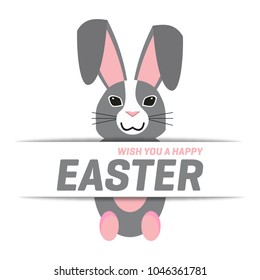 Wish you a Happy Easter sunday typography with bunny vector