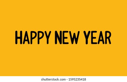 Wish You a Happy New Year, Yellow and Black Color Template Background Image 