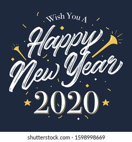 Wish You A Happy New Year 2020; Background Template