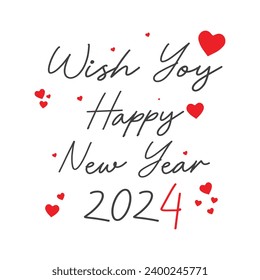 wish You Happy New Year 2024 Vintage Design 