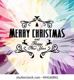 wish you merry christmas colorful text theme vector art illustration