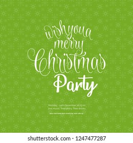 Wish you a Merry Christmas green Snowflake Background