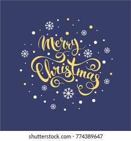 I wish you Merry Christmas. Hand drawn lettering. PostCard. Happy New Year. Poster.