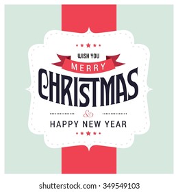 I Wish You A Merry Christmas And Happy New Year Vintage Christmas Background With Typography