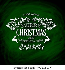  I Wish You A Merry Christmas And Happy New Year Vintage Christmas Background With Typography Merry Christmas invitation template green