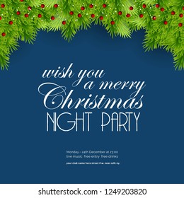 Wish you a Merry Christmas Night Party Background