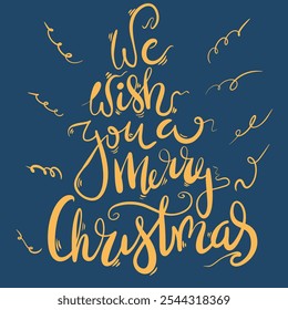 “Hand-drawn ‘We Wish You a Merry Christmas’ text with a warm, festive style, ideal for holiday-themed designs and greeting cards.”