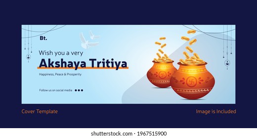 Wish you a very happy Akshaya Tritiya cover design. Vector graphic illustration.