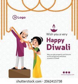 Wish you a very happy diwali banner design template.