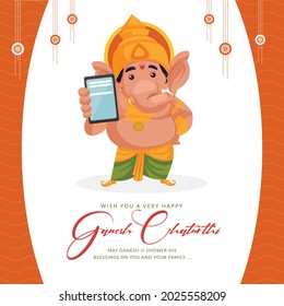 Deséenle una plantilla de diseño de pancartas del festival indio Ganesh Chaturthi muy feliz.