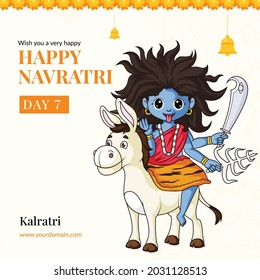 Wish you a very happy Navratri festival with goddess kalratri illustration banner design template.