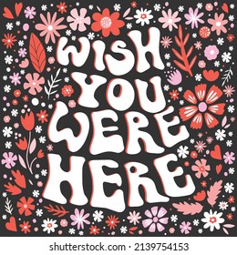 Wish you were here Positive Quotes Card Pattern Illustration