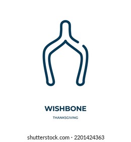 Wishbone icon. Linear vector illustration from thanksgiving collection. Outline wishbone icon vector. Thin line symbol for use on web and mobile apps, logo, print media.