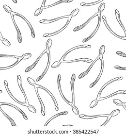 wishbone seamless pattern. Black and white background. 