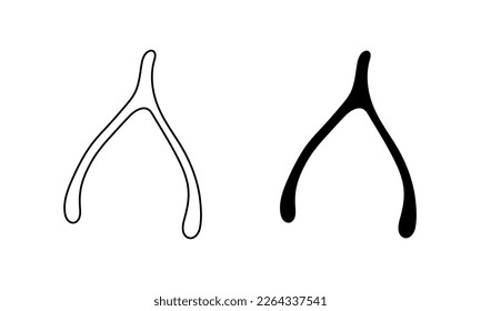 Wishbone silhouette icon for web, laser cutting and engraving isolated on white background
