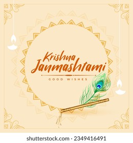wishes card for krishna janmashtami festival vector