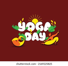 Wishes for international yoga day on 21th june, vector illustration eps file