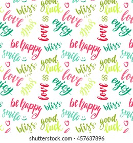 Wishes lettering  pattern. Hand drawn colorful design.