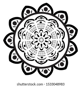 Wishes mandala pattern template black and white on a white background, coloring book .Vector graphic