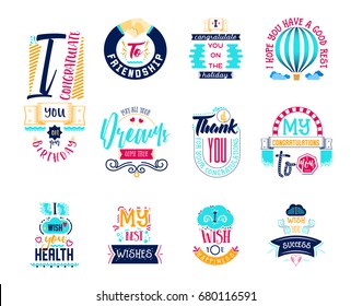 Wishes stickers, can be used for postcard design, social networks, blogs