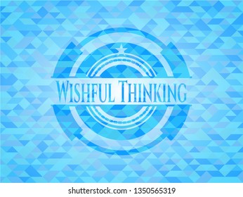 Wishful Thinking sky blue emblem. Mosaic background