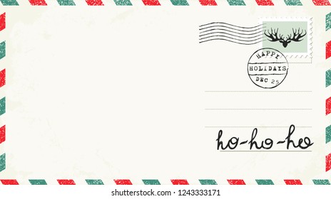 Wishing Christmas Card. Letter to Santa. Ho ho ho