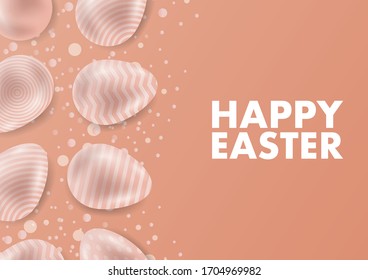 Wishing Happy Easter greeting card, Happy Easter text, Flowers, Spring, Cute vector illustration for banner, card, invitation template
