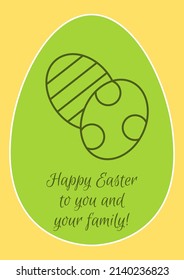 Wishing happy easter to you postcard with linear glyph icon. Greeting card with decorative vector design. Simple style poster with creative lineart illustration. Flyer with holiday wish
