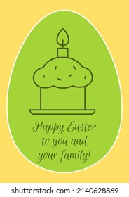 Deseándote una Semana Santa feliz, tu postal familiar con un icono de glifo lineal. Tarjeta de felicitación con diseño vectorial decorativo. Afiche de estilo sencillo con ilustración de linearte creativa. Volante con deseo de vacaciones
