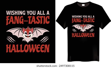 Wishing you all a fang-tastes Halloween T Shirt Design for Halloween day.
