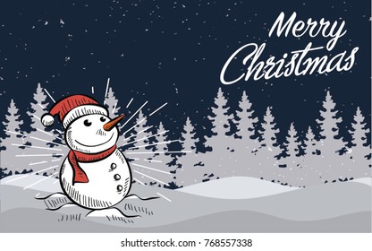 wishing you all a merry christmas with this greeting card of a cute snowman