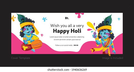 Wishing You All A Very Happy Holi Facebook Cover Page Template.