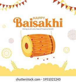 Wishing you all a very happy and prosperous baisakhi banner design. Vector graphic illustration.