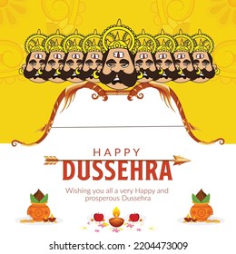 Wishing you all a very happy and prosperous Dussehra banner template. 